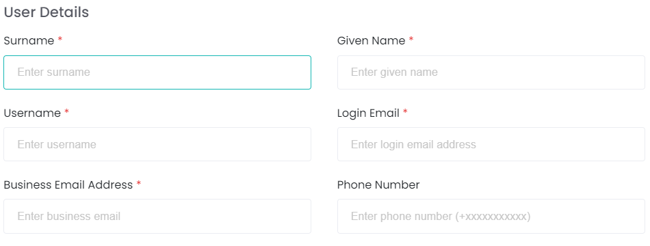 1. User Details