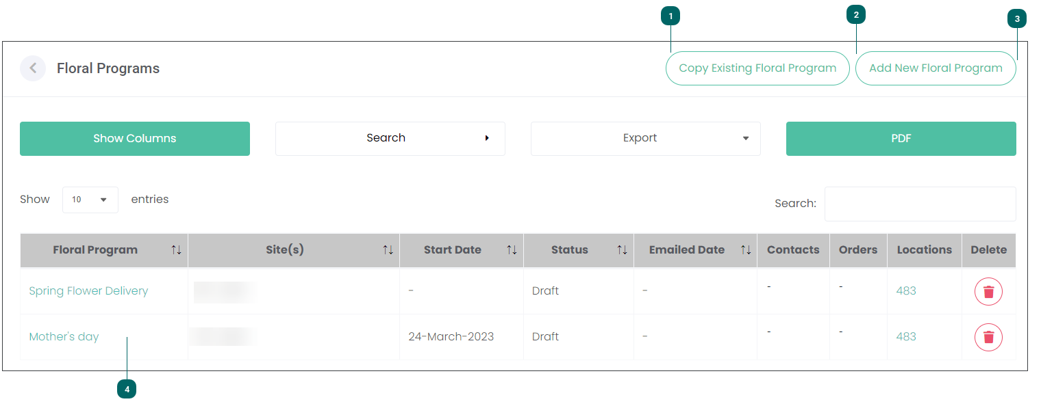 Manage Floral Programs 